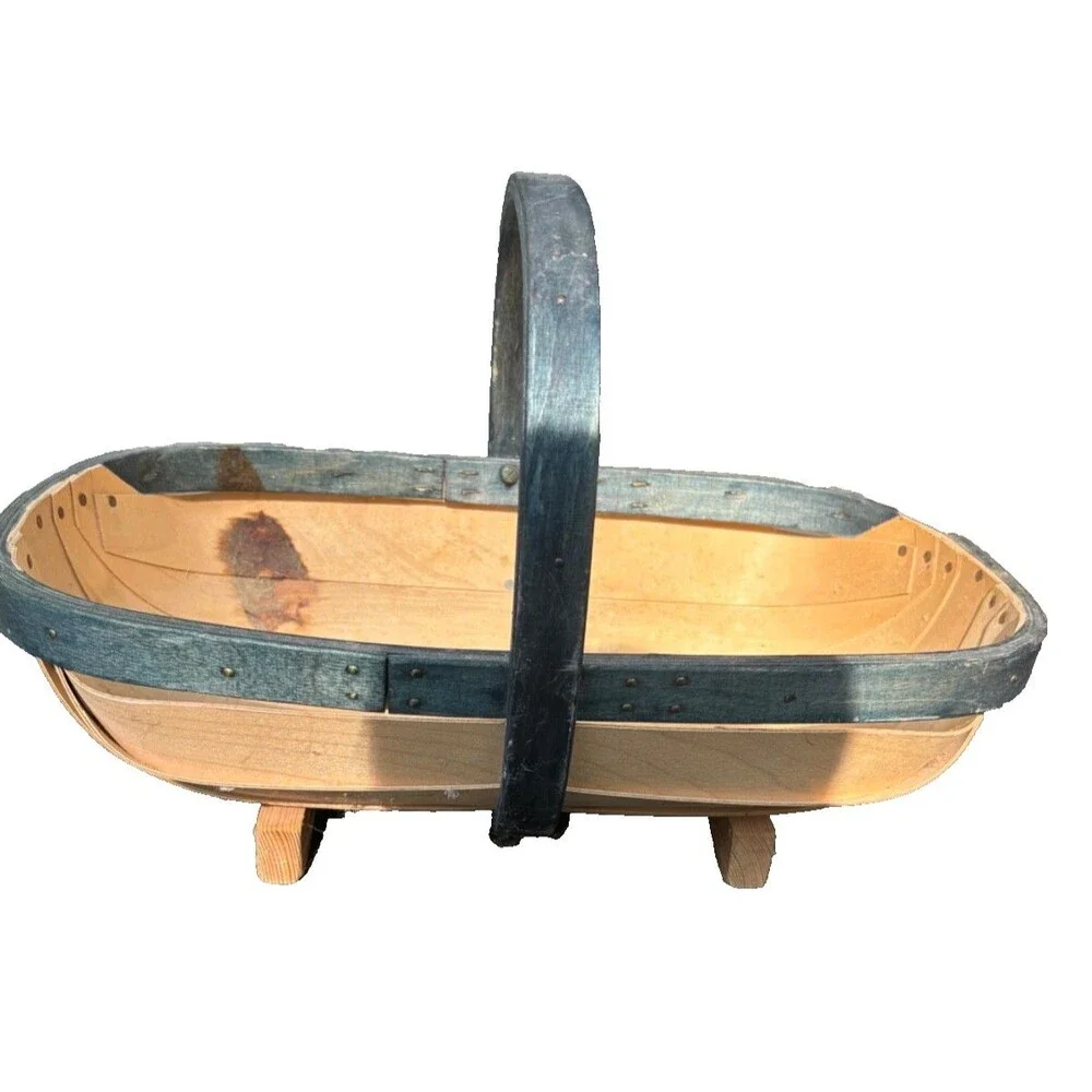 South Down Rother Garden Trug Basket #5 Made in England Inside about 18” X 10”
